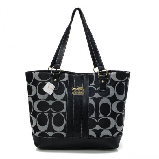 Coach Legacy Logo In Monogram Medium Black Totes BPT - Click Image to Close